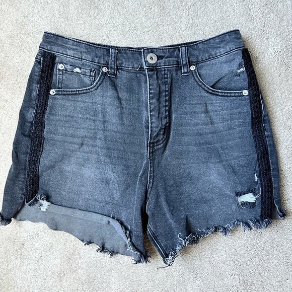 INC black distressed denim shorts size 6 - Picture 1 of 7